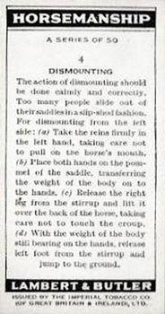 1938 Lambert & Butler Horsemanship #4 Dismounting Back
