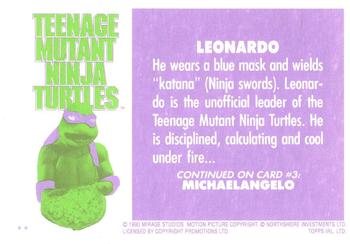 1990 Topps Ireland Ltd Teenage Mutant Ninja Turtles: The Movie #2 Leonardo Back