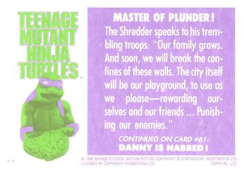 1990 Topps Ireland Ltd Teenage Mutant Ninja Turtles: The Movie #60 Master of Plunder! Back