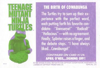 1990 Topps Ireland Ltd Teenage Mutant Ninja Turtles: The Movie #123 The Birth of Cowabunga Back