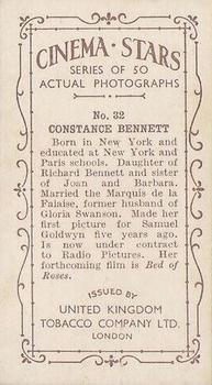 1934 UK Tobacco Cinema Stars (Set 7) #32 Constance Bennett Back