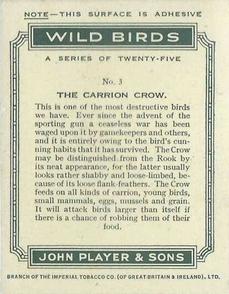 1934 Player's Wild Birds (Large) #3 The Carrion Crow Back