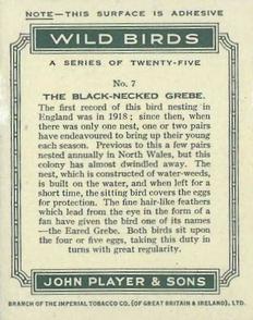 1934 Player's Wild Birds (Large) #7 The Black-Necked Grebe Back