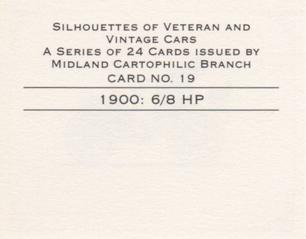 1991 Midland Cartophilic Branch Silhouettes of Veteran and Vintage Cars #19 1900 : 6/8 HP Back
