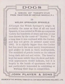 1955 Player's Dogs Pairs and Groups (Large) (Unissued) #20 Welsh Springer Spaniels Back