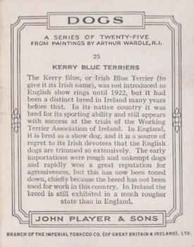 1955 Player's Dogs Pairs and Groups (Large) (Unissued) #25 Kerry Blue Terriers Back