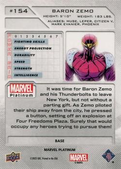 2023 Upper Deck Marvel Platinum #154 Baron Zemo Back