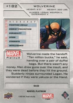 2023 Upper Deck Marvel Platinum #182 Wolverine Back