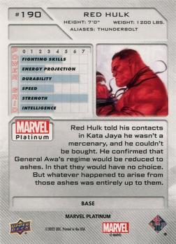 2023 Upper Deck Marvel Platinum #190 Red Hulk Back