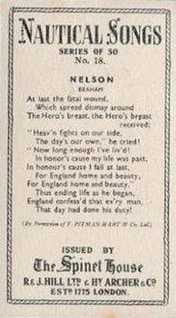 1937 Spinet House Nautical Songs #18 Nelson Back