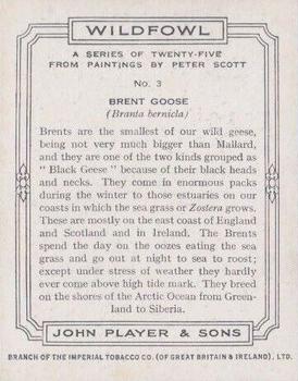 1937 Player's Wildfowl #3 Brent Goose Back