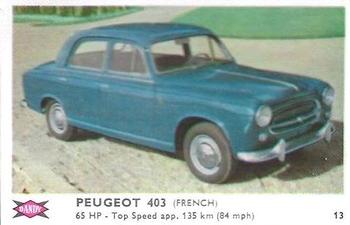 1960 Dandy Gum Motor Cars #13 Peugeot 403 Front