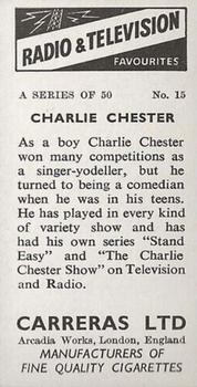 1955 Carrerras Radio & Television Favourites (Unissued) #15 Charlie Chester Back