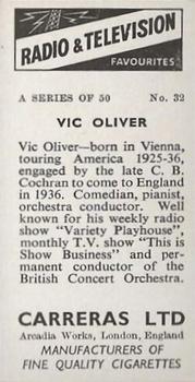 1955 Carrerras Radio & Television Favourites (Unissued) #32 Vic Oliver Back