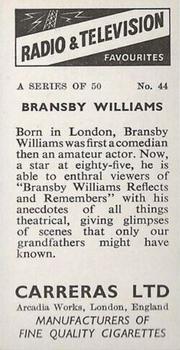 1955 Carrerras Radio & Television Favourites (Unissued) #44 Bransby Williams Back