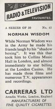 1955 Carrerras Radio & Television Favourites (Unissued) #45 Norman Wisdom Back