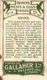 1919 Gallaher Birds Nests & Eggs Series #6 Snipe Back