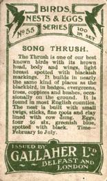 1919 Gallaher Birds Nests & Eggs Series #55 Song Thrush Back