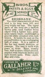 1919 Gallaher Birds Nests & Eggs Series #62 Redshank Back