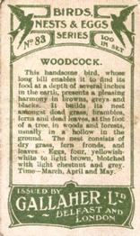 1919 Gallaher Birds Nests & Eggs Series #83 Woodcock Back
