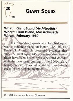 1994 American Realist Myth or Real #20 Giant Squid Back