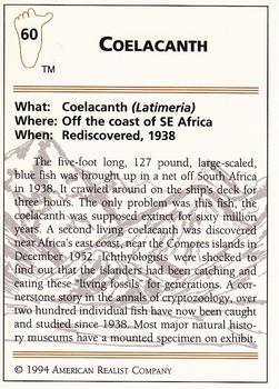 1994 American Realist Myth or Real #60 Coelacanth Back