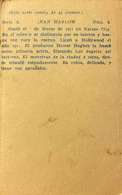 1932 Artistas De Cine Sonoro #8 Jean Harlow Back