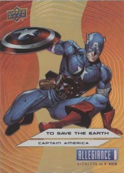 2023 Upper Deck Marvel Allegiance: Avengers vs X-Men - To Save Earth #TE1 Captain America Front