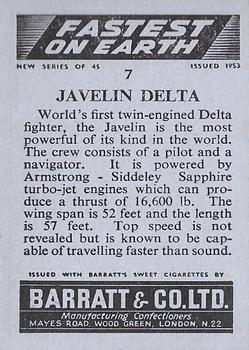 1953 Barratt Fastest On Earth #7 Javelin Delta Back