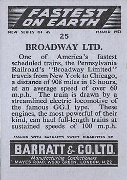 1953 Barratt Fastest On Earth #25 Broadway Ltd. Back