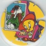 1996 Frito-Lay Looney Tunes Time Warp Techno Tazos #217 Leonardo da Vinci Front