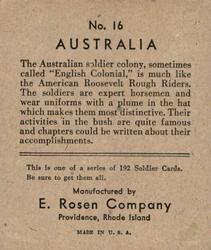 1932 E. Rosen Soldiers #16 Australia Back