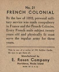 1932 E. Rosen Soldiers #21 French Colonial Back