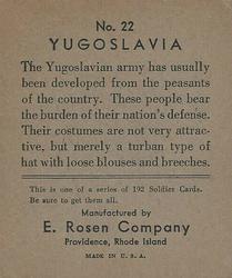 1932 E. Rosen Soldiers #22 Yugoslavia Back
