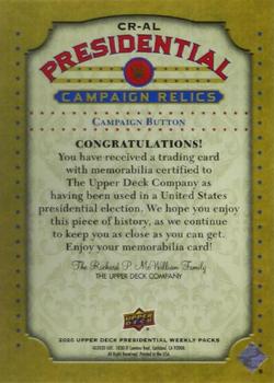 2020 Upper Deck Presidential Weekly Packs - Campaign Relic Achievements #CR-AL Abraham Lincoln Back