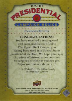 2020 Upper Deck Presidential Weekly Packs - Campaign Relic Achievements #CR-HH Herbert Hoover Back