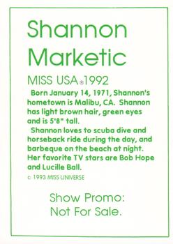 1993 Star Non-Sport Show Promos #NNO Shannon Marketic Back