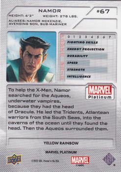 2023 Upper Deck Marvel Platinum - Yellow Rainbow #67 Namor Back