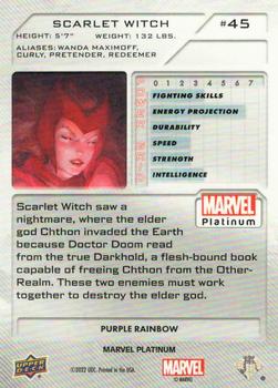 2023 Upper Deck Marvel Platinum - Purple Rainbow #45 Scarlet Witch Back
