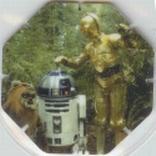 1996 Frito-Lay Star Wars Trilogy Special Edition Tazos #125 Wicket with R2-D2 & C-3PO Front