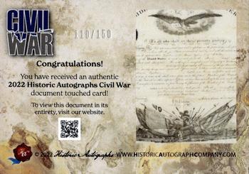 2023 Historic Autographs Civil War - Lincoln Touched Relic #1 Abraham Lincoln Back