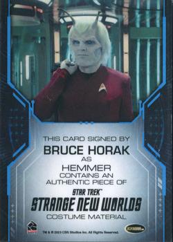2023 Rittenhouse Star Trek Strange New Worlds Season One - Autograph Relics #NNO Bruce Horak / Hemmer Back