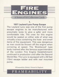 1996 Frameability Fire Engines #1 1937 Leyland Lynx Pump Escape Back