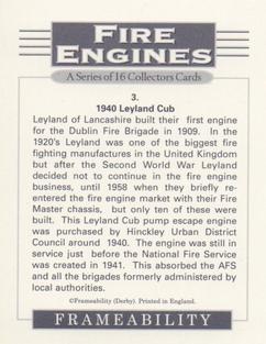 1996 Frameability Fire Engines #3 1940 Leyland Cub Back