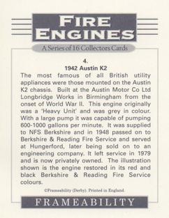 1996 Frameability Fire Engines #4 1942 Austin K2 Back