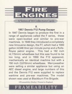 1996 Frameability Fire Engines #8 1957 Dennis F12 Pump Escape Back