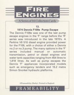 1996 Frameability Fire Engines #13 1974 Dennis F109e Pump Escape Back