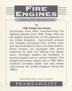 1996 Frameability Fire Engines #14 1983 Dodge Carmichael Back