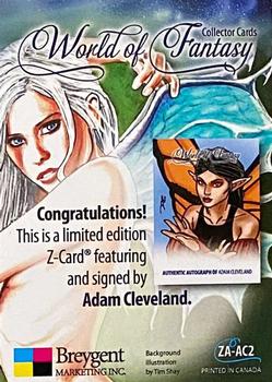 2012 Breygent World of Fantasy - Z-Cards Autographs #ZA-AC2 Adam Cleveland Back