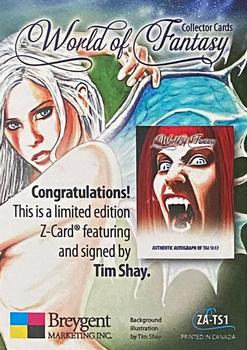 2012 Breygent World of Fantasy - Z-Cards Autographs #ZA-TS1 Tim Shay Back